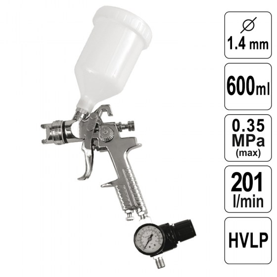 Pistol de Vopsit 1,4 mm - 600 ml - HVLP + Regulator - 80902-VR